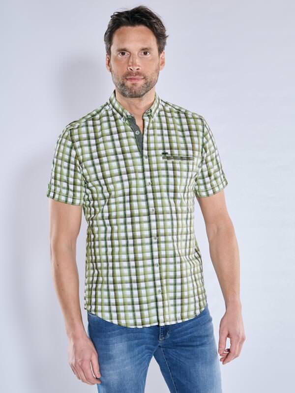 engbers Herren Kurzarm-Hemd gemustert Grün regular kariert Button Down von engbers