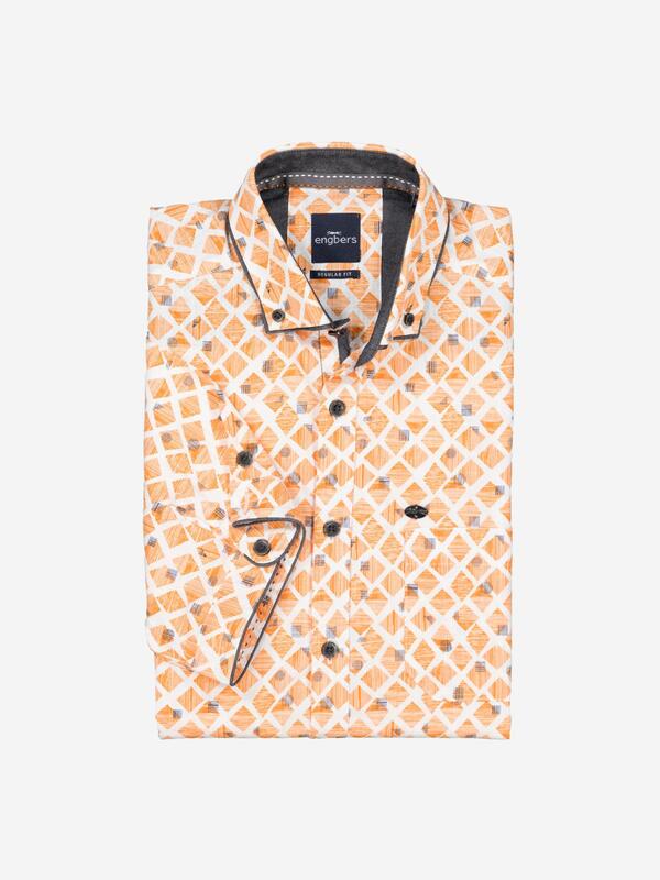 engbers Herren Kurzarm-Hemd gemustert orange regular Button Down von engbers