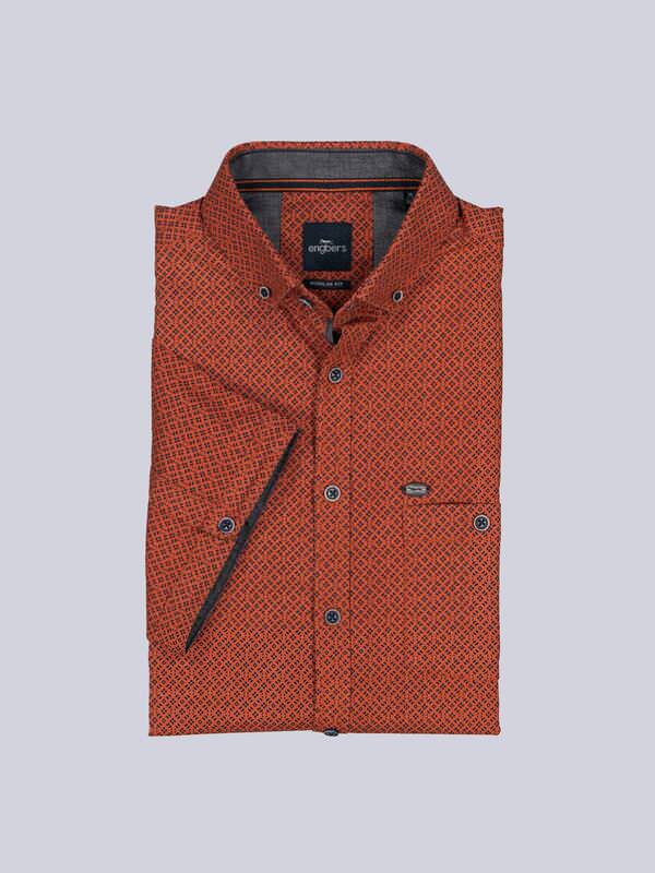 engbers Herren Kurzarm-Hemd gemustert orange regular Button Down von engbers