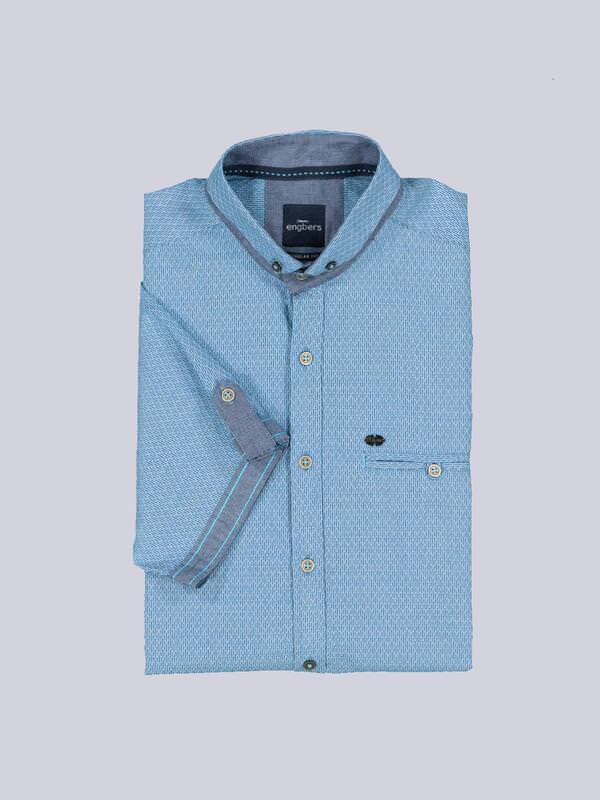 engbers Herren Kurzarm-Hemd gemustert Türkis regular Button Down von engbers