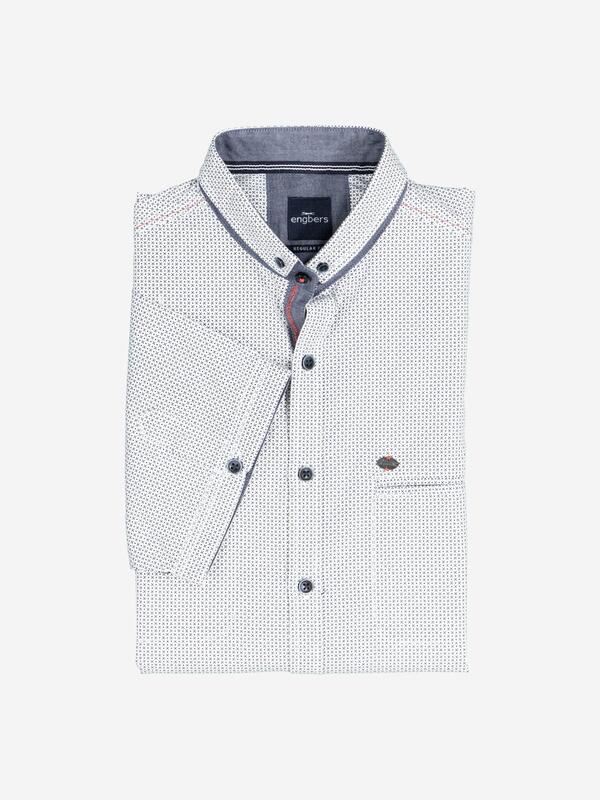 engbers Herren Kurzarm-Hemd gemustert weiß regular Button Down von engbers