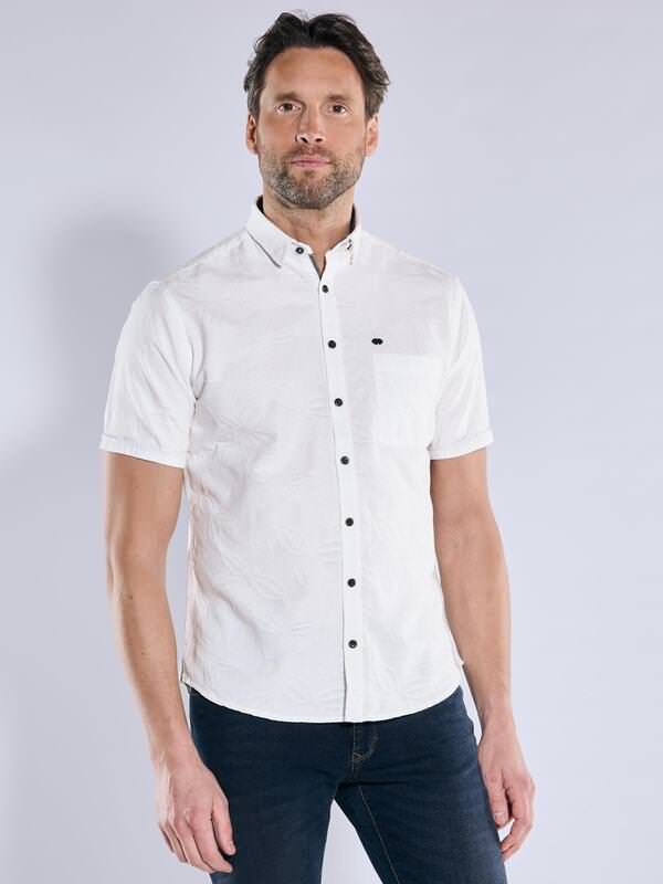 engbers Herren Kurzarm-Hemd gemustert Weiß regular Button Under von engbers
