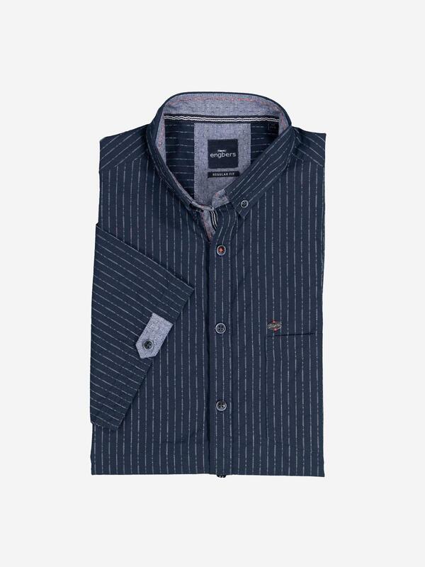 engbers Herren Kurzarm-Hemd gestreift blau regular Button Down von engbers