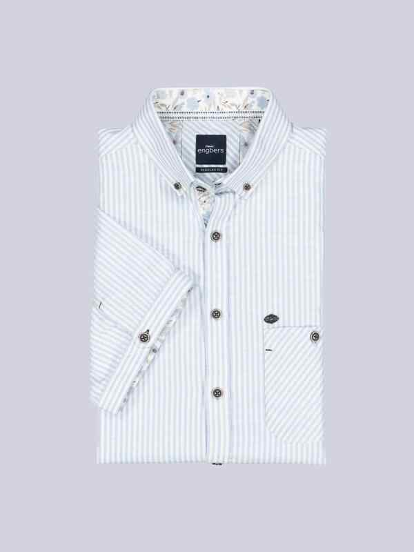 engbers Herren Kurzarm-Hemd gestreift blau regular Button Down von engbers