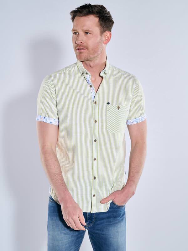 engbers Herren Kurzarm-Hemd gestreift grün regular Button Down von engbers