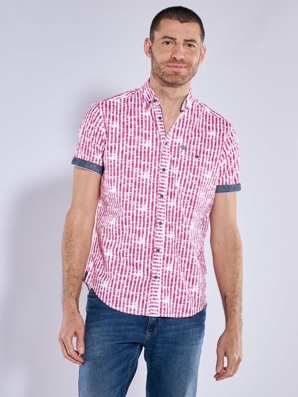 engbers Herren Kurzarm-Hemd gestreift violett regular Button Down von engbers