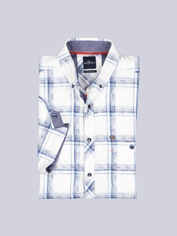 engbers Herren Kurzarm-Hemd kariert Blau regular Button Down von engbers