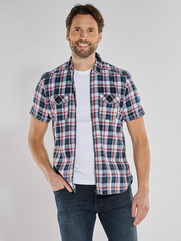 engbers Herren Kurzarm-Hemd kariert rot regular Button Down von engbers