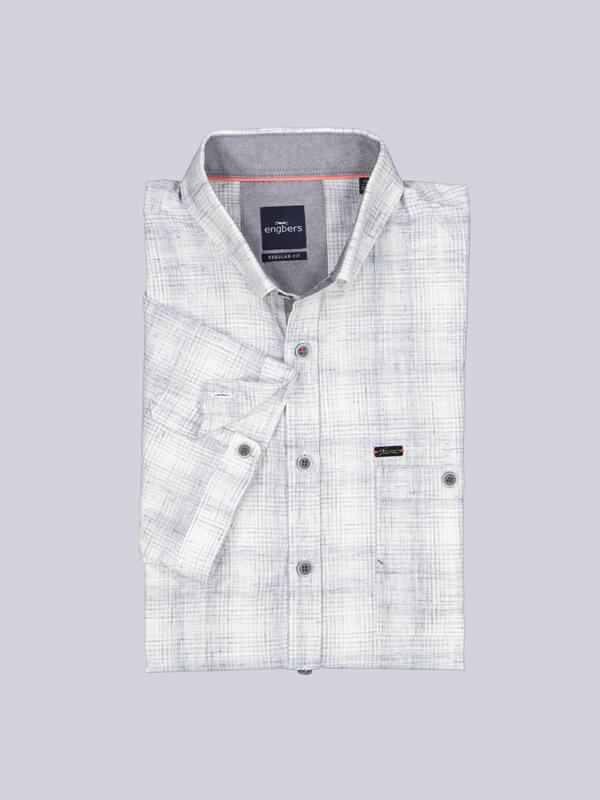engbers Herren Kurzarm-Hemd mit Leinenanteil Grau regular kariert Button Under engbers Herren Kurzarm-Hemd mit Leinenanteil Grau regular kariert Button Under von engbers