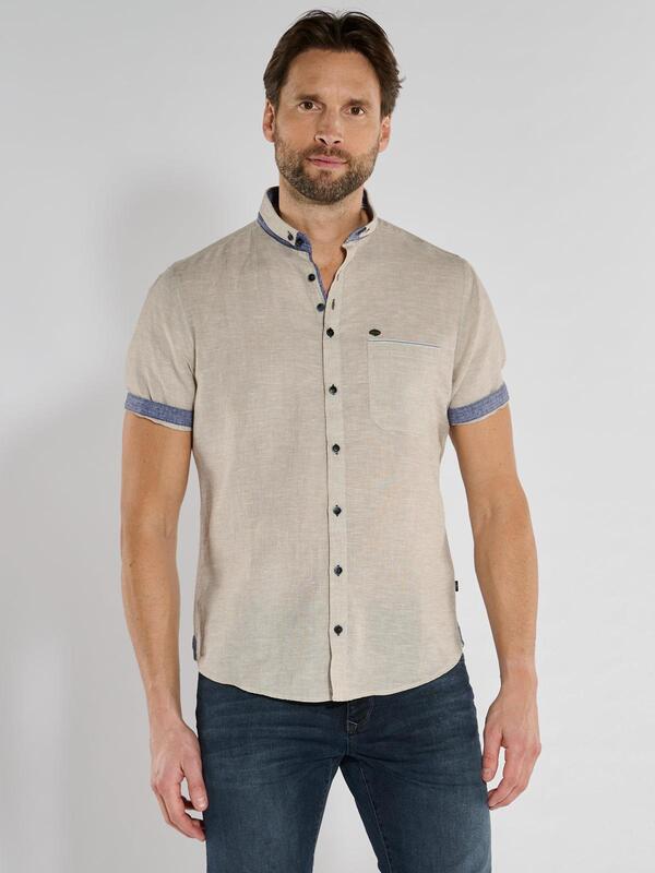 engbers Herren Kurzarm-Hemd mit Leinenanteil beige regular uni Button Down engbers Herren Kurzarm-Hemd mit Leinenanteil beige regular uni Button Down von engbers