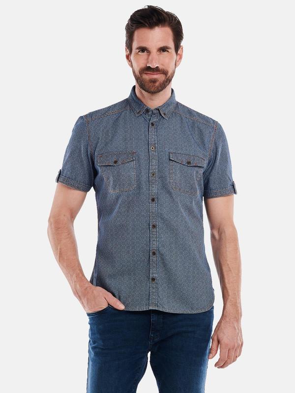 engbers Herren Kurzarm-Hemd regular blau gemustert Button Down von engbers