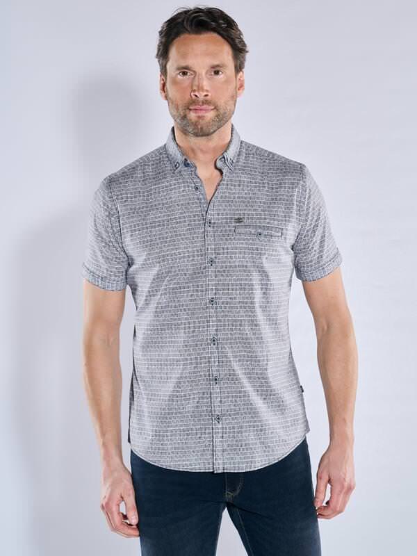 engbers Herren Kurzarm-Hemd regular blau gemustert Button Down von engbers