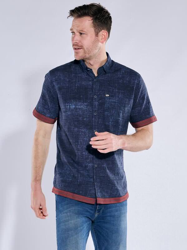 engbers Herren Kurzarm-Hemd regular Blau gemustert Kent-Kragen von engbers