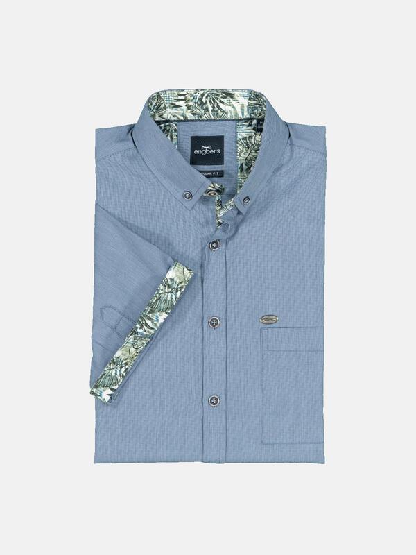 engbers Herren Kurzarm-Hemd regular blau uni Button Down von engbers