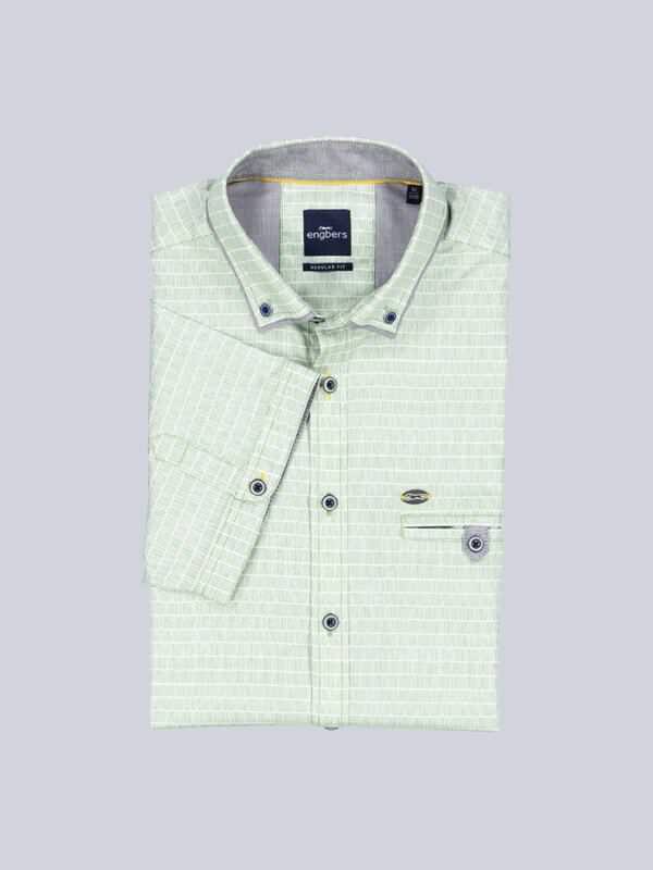 engbers Herren Kurzarm-Hemd regular grün gemustert Button Down von engbers