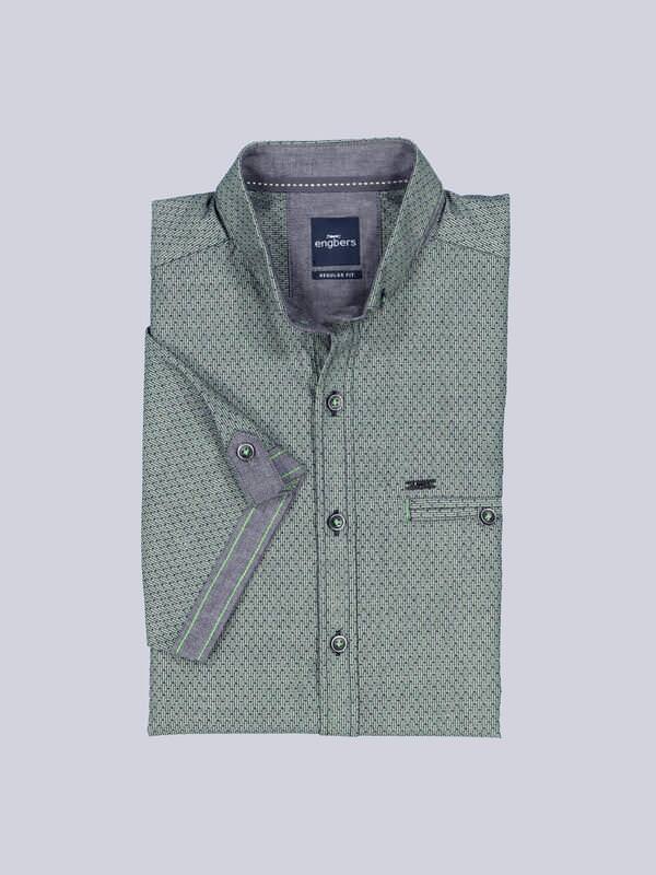 engbers Herren Kurzarm-Hemd strukturiert grün regular uni Button Down von engbers