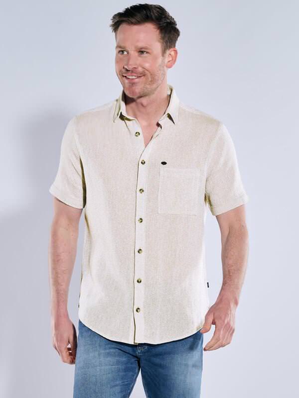 engbers Herren Kurzarm-Hemd uni Beige regular Kent-Kragen von engbers
