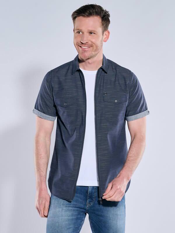 engbers Herren Kurzarm-Hemd uni Blau regular Kent-Kragen von engbers