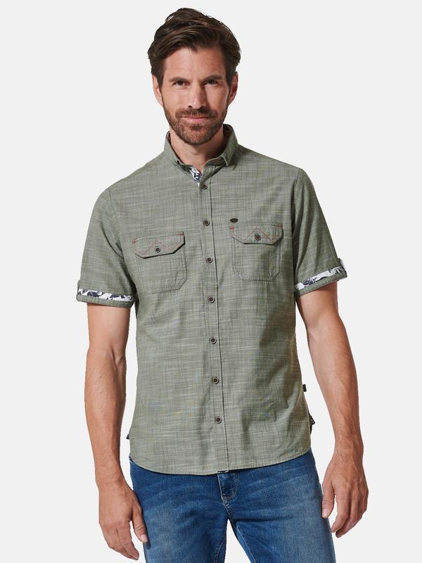 engbers Herren Kurzarm-Hemd uni grün regular Button Down von engbers