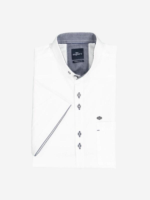 engbers Herren Kurzarm-Hemd uni weiß regular Button Down von engbers