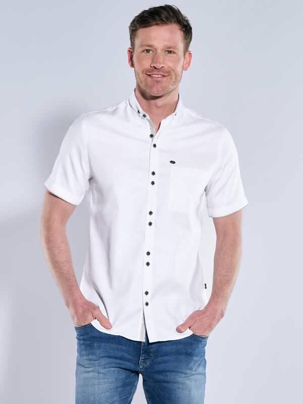 engbers Herren Kurzarm-Hemd uni weiß regular Button Down von engbers