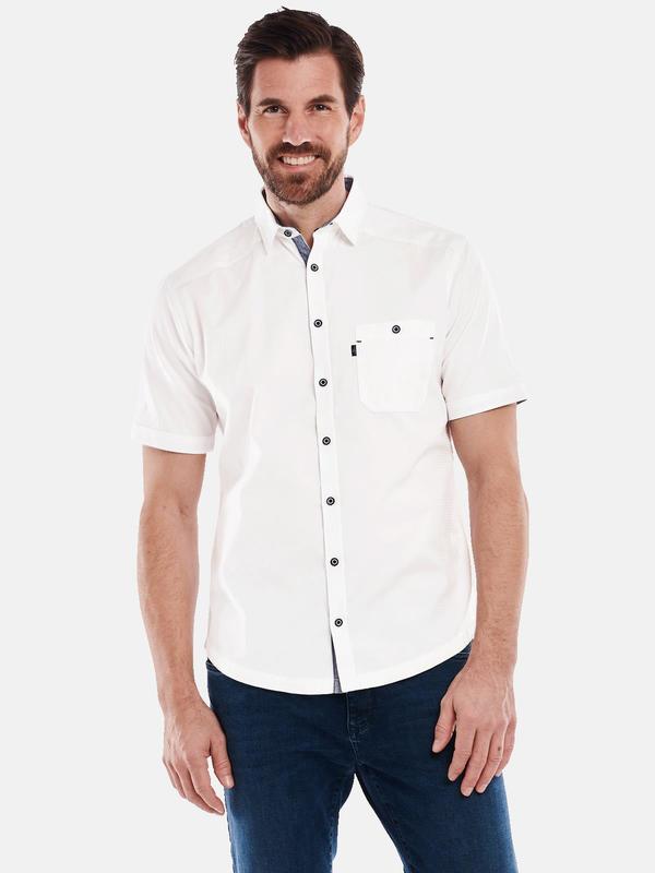 engbers Herren Kurzarm-Hemd uni Weiß regular Kent-Kragen von engbers