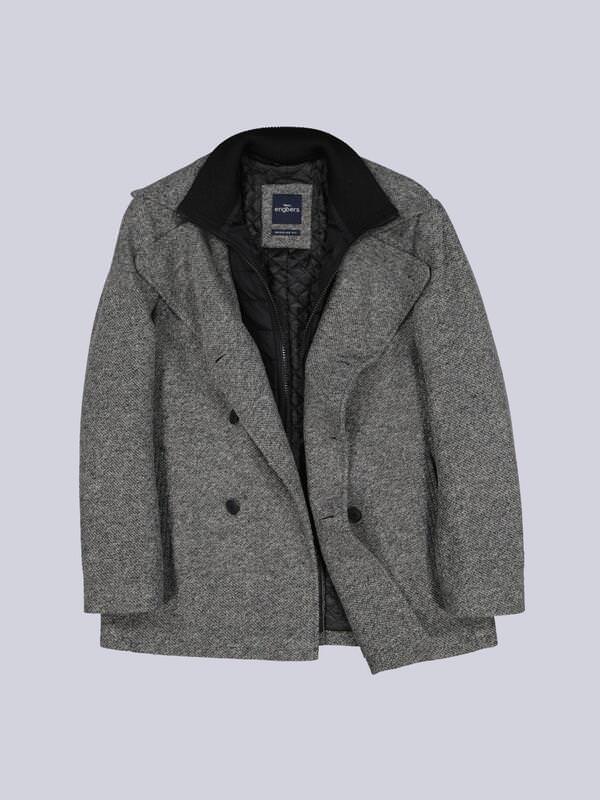 engbers Herren Kurzmantel im Caban-Design Grau regular gemustert von engbers