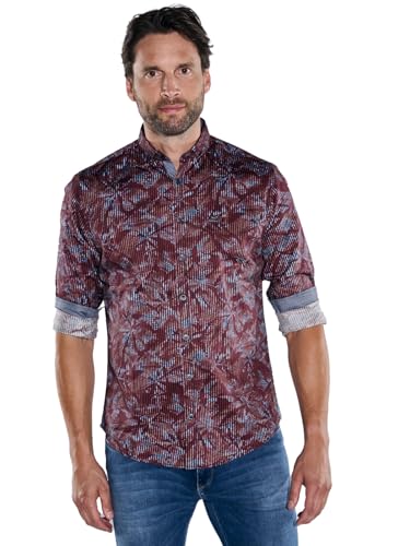 engbers Herren Langarm-Hemd Gemustert, 38012, Rot in Größe XXL von engbers