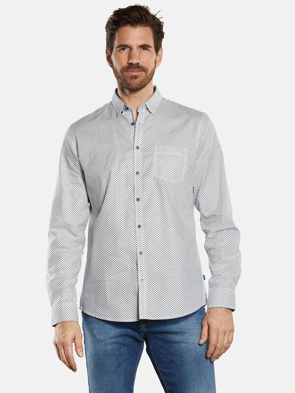 engbers Herren Langarm-Hemd "My Favorite" Blau regular gemustert Button Under von engbers