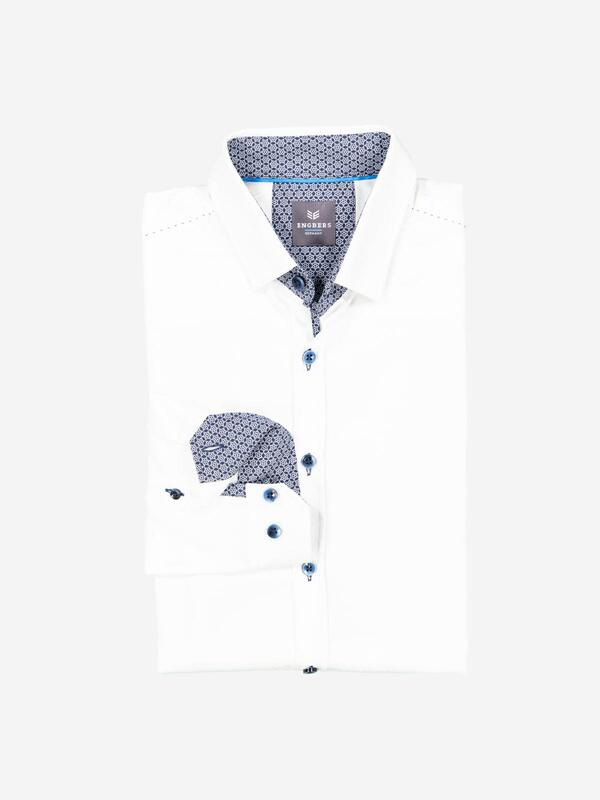 engbers Herren Langarm-Hemd "My Favorite" Weiß regular uni Button Under von engbers
