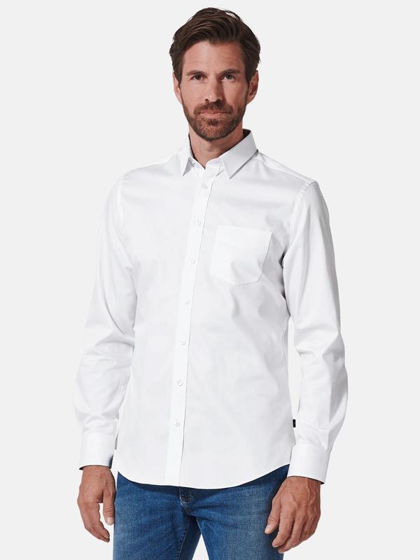 engbers Herren Langarm-Hemd "My Favorite" Weiß regular uni Kent-Kragen von engbers