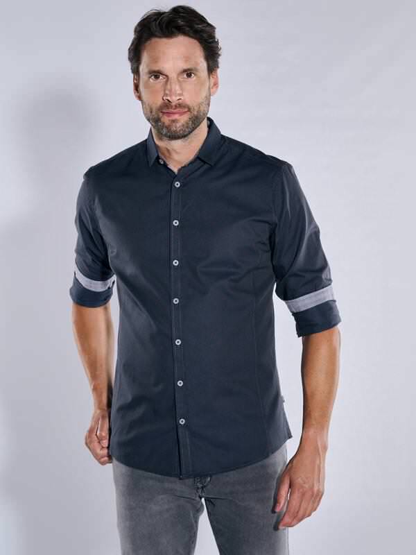 engbers Herren Langarm-Hemd "My Favorite" blau regular uni Kent-Kragen von engbers