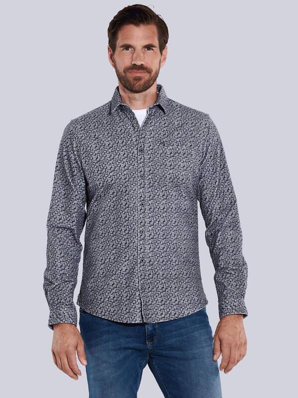 engbers Herren Langarm-Hemd aus Babycord Grau slim fit gemustert von engbers