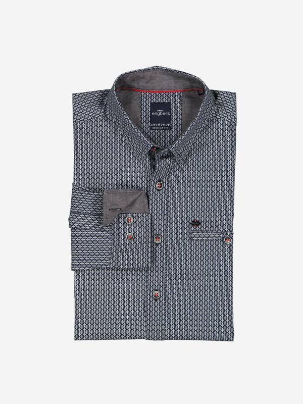 engbers Herren Langarm-Hemd gemustert Beige regular Button Under von engbers