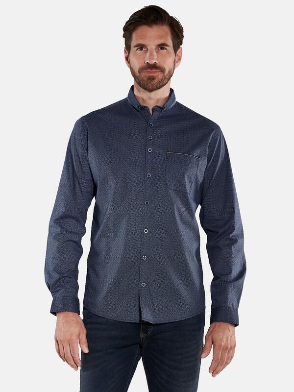 engbers Herren Langarm-Hemd gemustert Blau regular Button Down von engbers