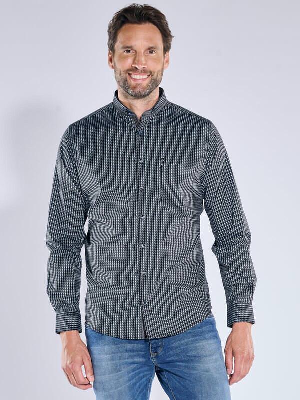 engbers Herren Langarm-Hemd gemustert Blau regular Button Down von engbers