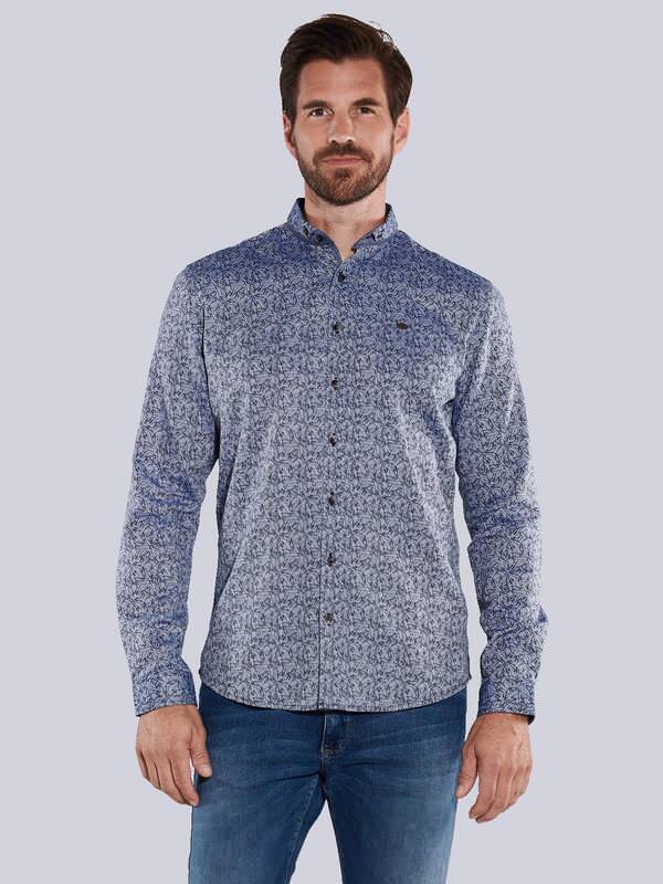 engbers Herren Langarm-Hemd gemustert Blau regular Button Down von engbers