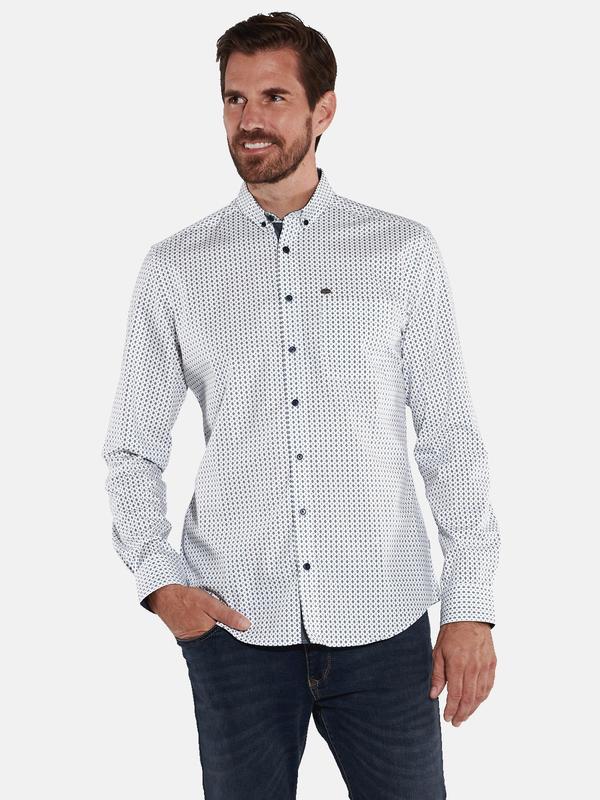 engbers Herren Langarm-Hemd gemustert Blau regular Button Down von engbers