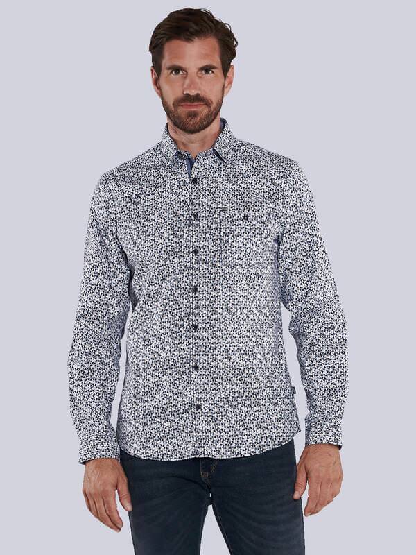engbers Herren Langarm-Hemd gemustert Blau regular Haifisch von engbers