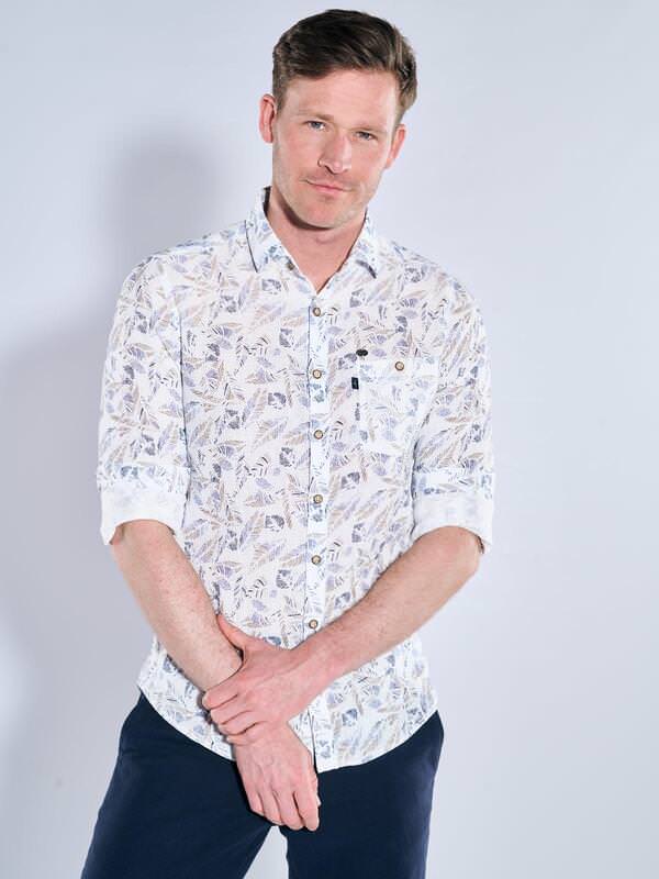 engbers Herren Langarm-Hemd gemustert Blau slim fit von engbers