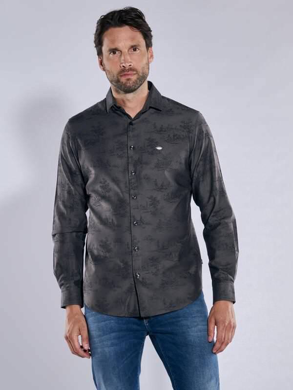 engbers Herren Langarm-Hemd gemustert Braun regular Button Down von engbers