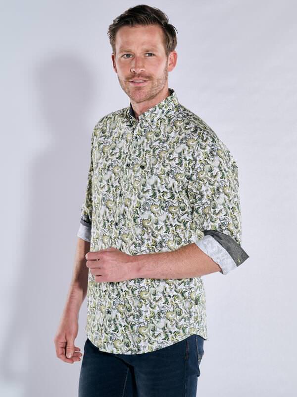 engbers Herren Langarm-Hemd gemustert Grün regular Button Down von engbers