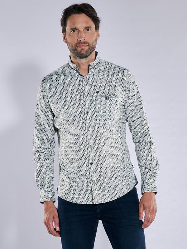 engbers Herren Langarm-Hemd gemustert Grün regular Button Down von engbers