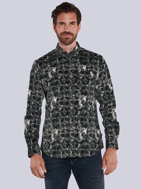 engbers Herren Langarm-Hemd gemustert Grün regular Button Down von engbers