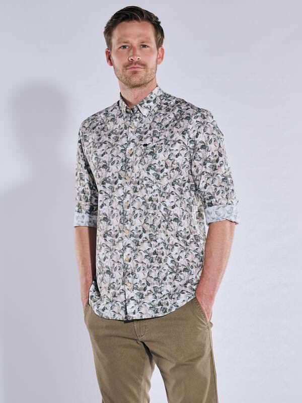 engbers Herren Langarm-Hemd gemustert Grün regular Button Under von engbers