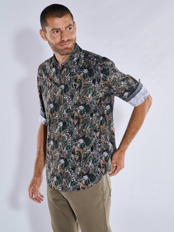 engbers Herren Langarm-Hemd gemustert Grün regular Button Under von engbers