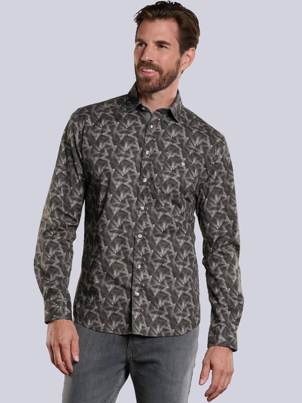 engbers Herren Langarm-Hemd gemustert Grün regular Haifisch von engbers