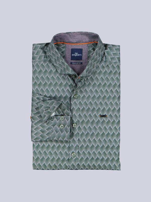 engbers Herren Langarm-Hemd gemustert Grün regular Haifisch von engbers