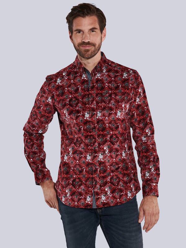 engbers Herren Langarm-Hemd gemustert Rot regular Button Down von engbers