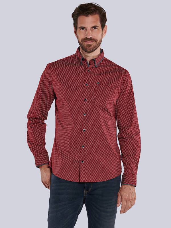 engbers Herren Langarm-Hemd gemustert Rot regular Button Down von engbers